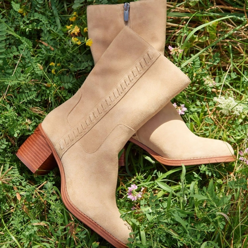 NWT VINCE CAMUTO MID-SHAFT SUEDE BOOTS ZELCINNA TORTILLA VERONA Size 6.5 - Picture 5 of 14
